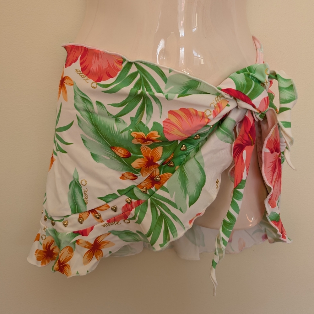 Vintage Xoxo Swim Wrap Cover Up Skirt M/L